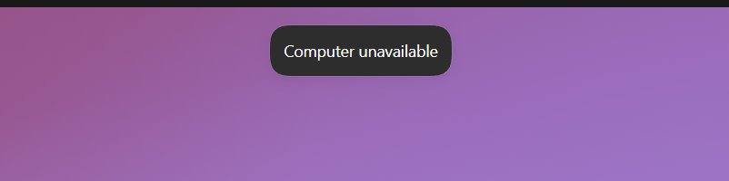 The top of the dot's computer view: a purple background with one label, Computer unavailable
